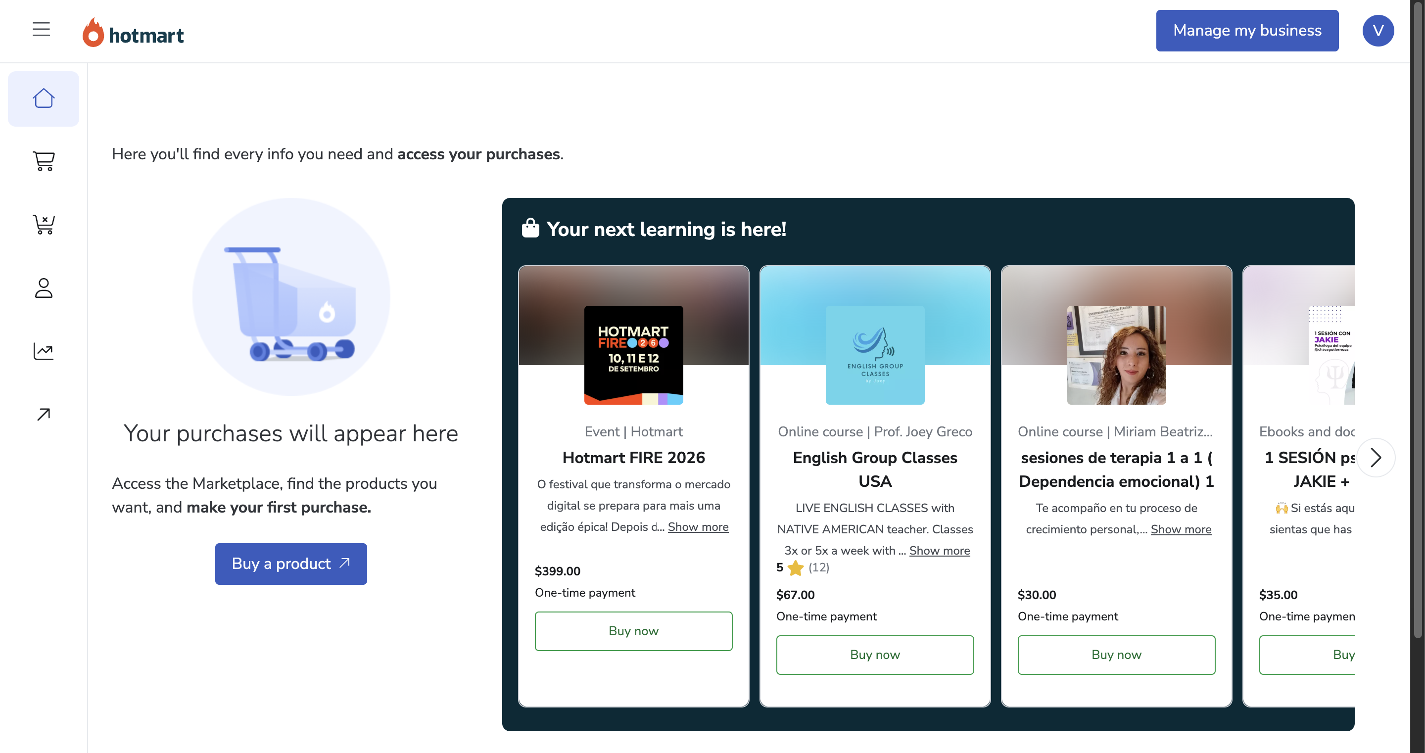 Hotmart dashboard